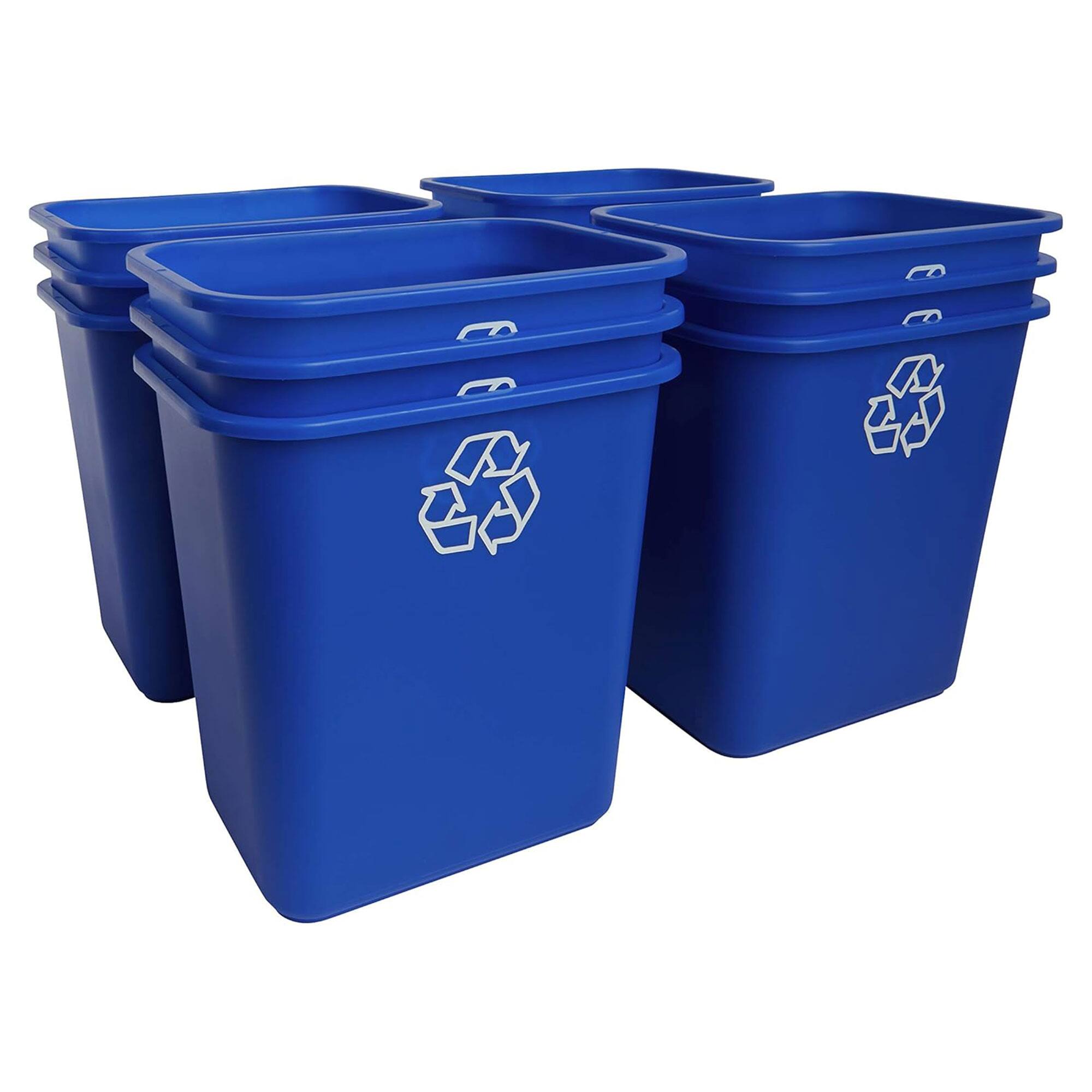 Alt View 2. United Solutions - United Solutions 12 Pack Open Top Recycling Bin Space Saving Can, 7 Gallon, Blue - Blue.