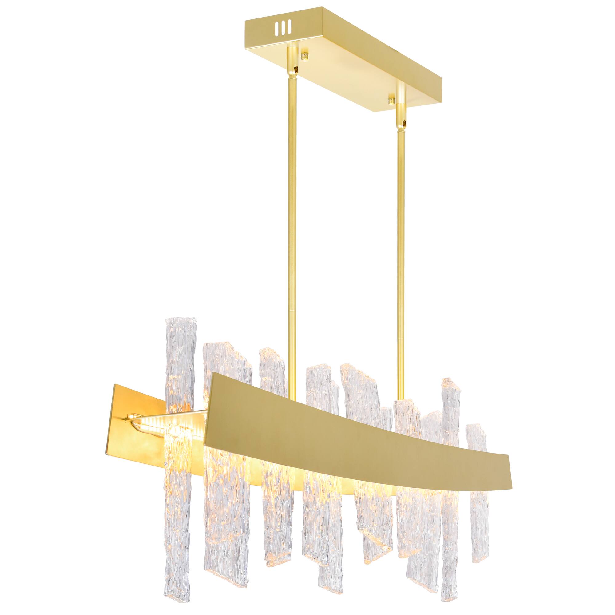 Left. CWI Lighting - Guadiana 39 in LED Satin Gold Chandelier - Satin Gold.