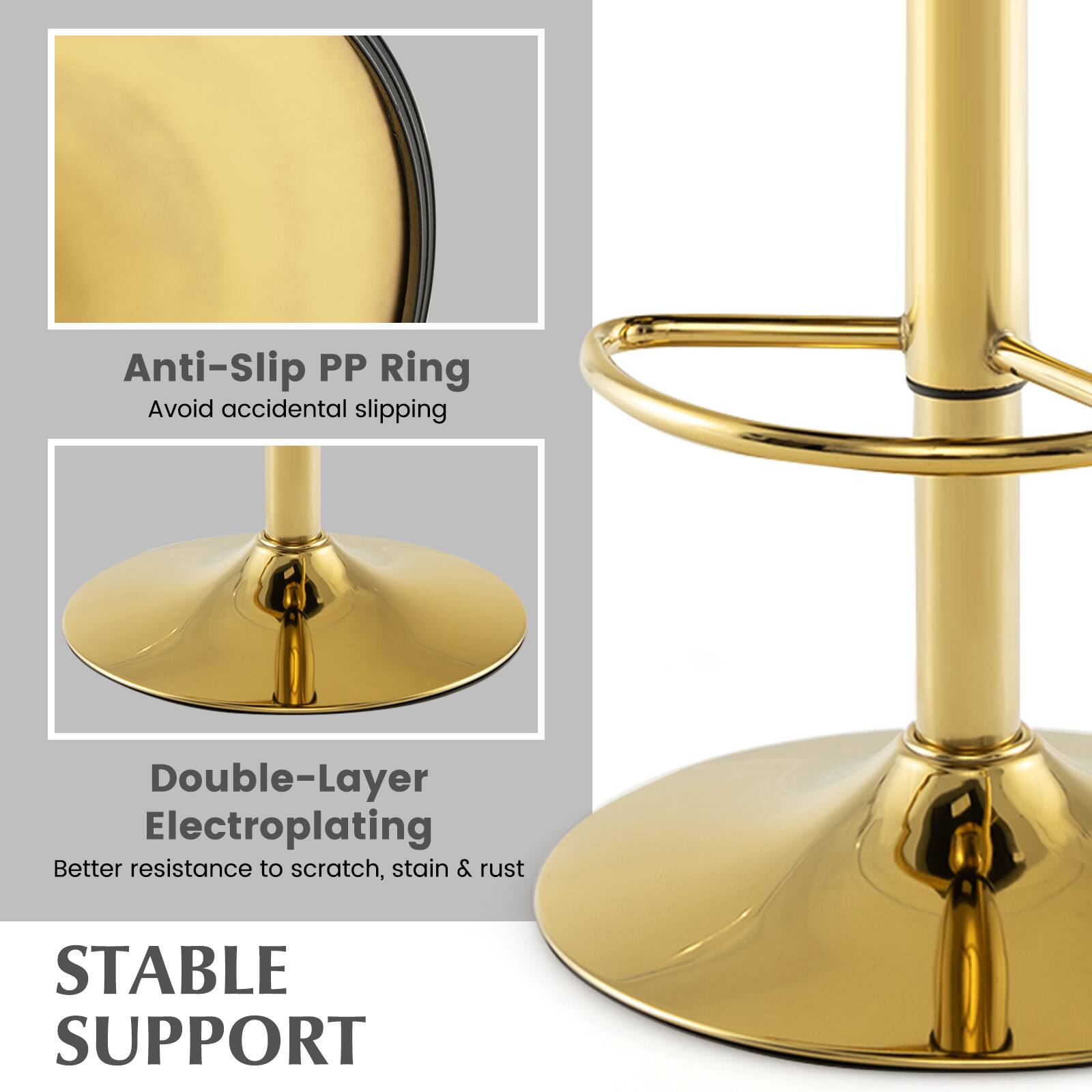 Anti-Slip PP Ring, Double-Layer Electroplating, Stable Support