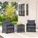 Alt View 3. Costway - 5 Piece Patio Rattan Furniture with 2 Ottomans & Tempered Glass Coffee Table - Grey + Mix Grey.