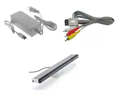 Front. Mars Devices - Wii Parts Bundle Sensor Bar AV Cable And Power Adapter By Mars Devices - Black.