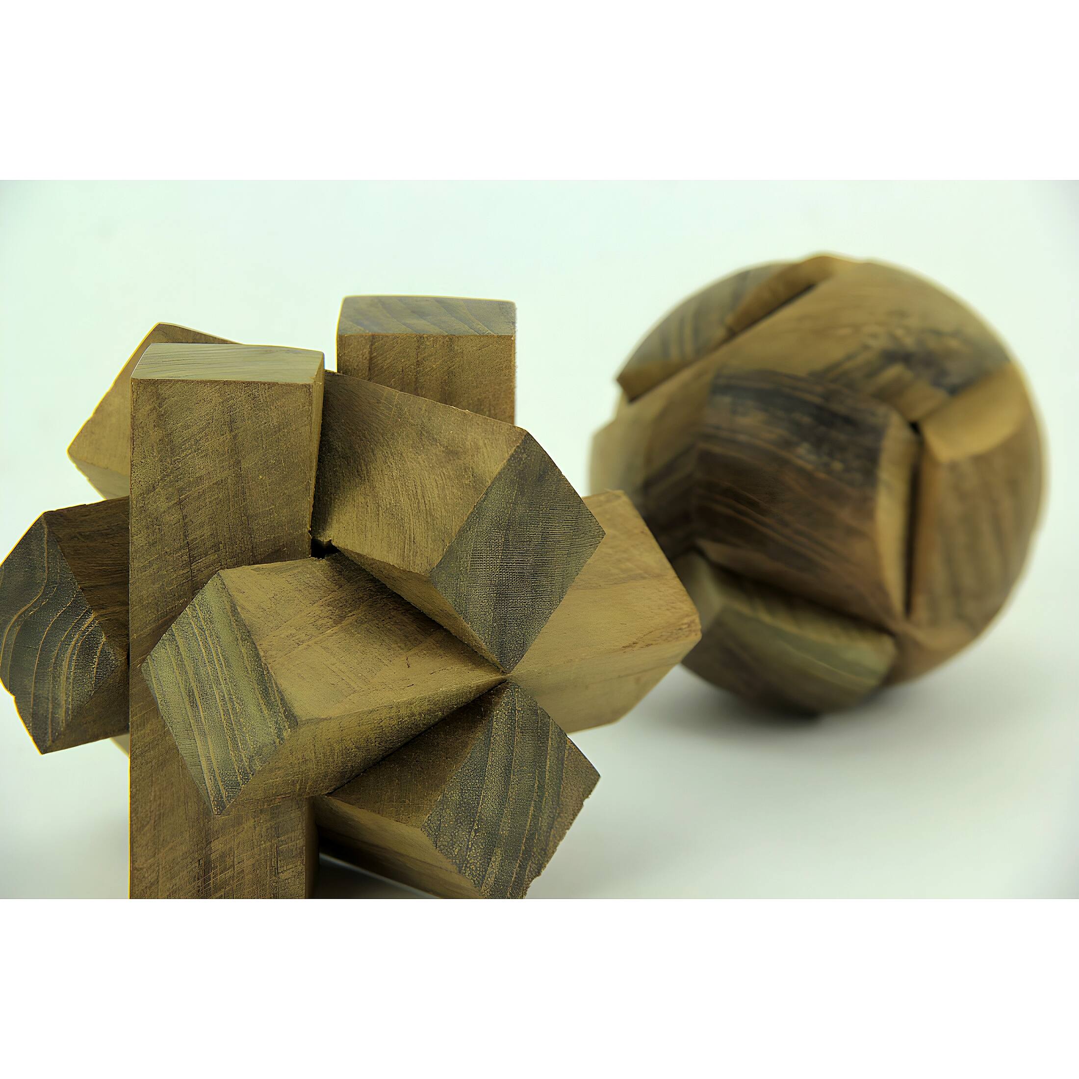 Alt View 2. Things2Die4 - Natural Teak Wood Hand Carved Decorative Puzzle Balls Set of 6 - Brown.