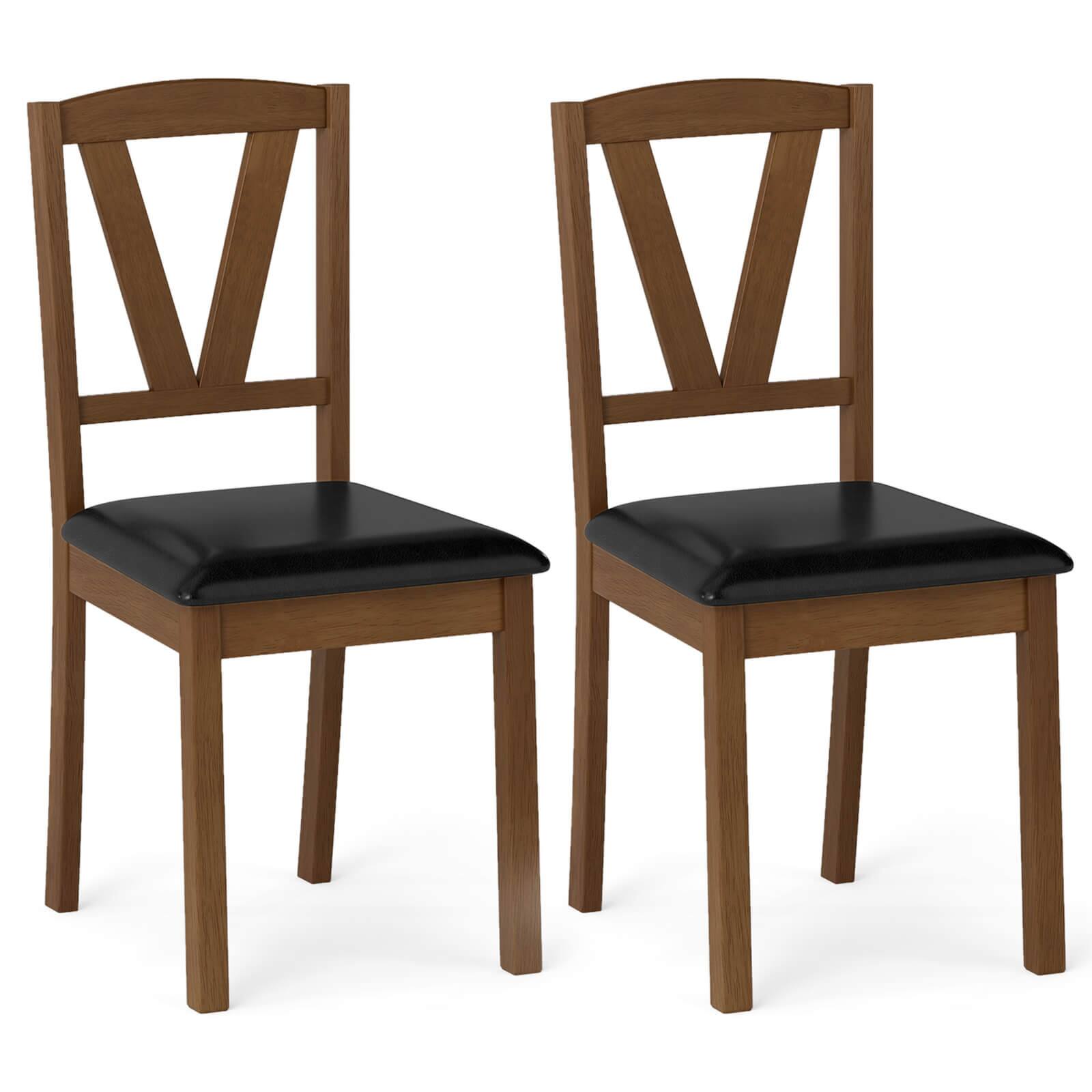 Costway - Dining Chairs Set of 2 PU Leather Dining Room Chairs with Hollowed Backrests - Brown,Black