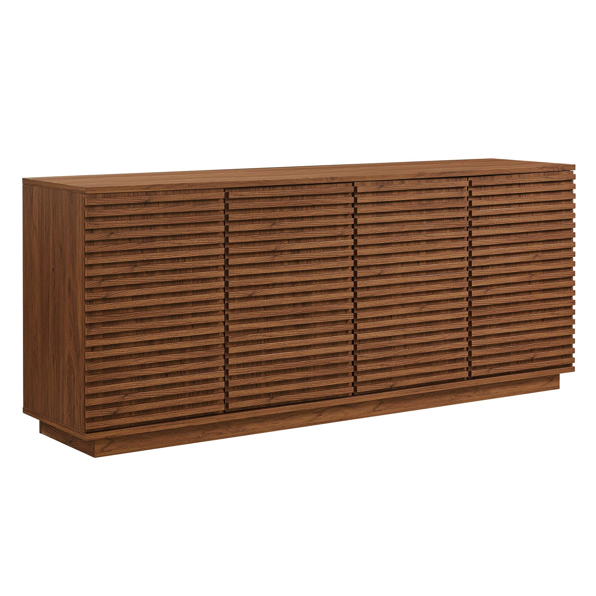 Angle. Modway - Render 4-Door Fluted Sideboard Cabinet TV Stand by Modway - Walnut.