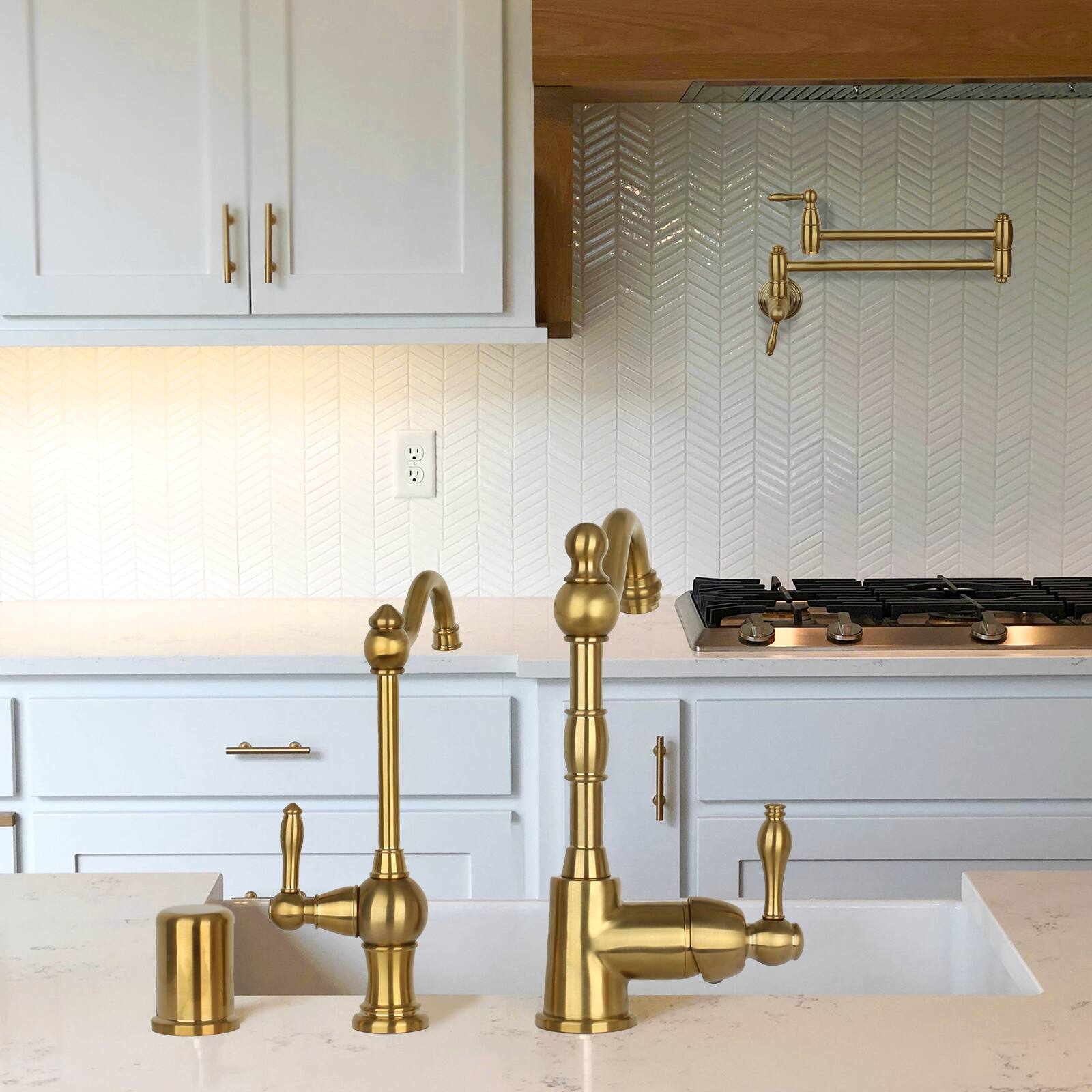 Alt View 4. Akicon - Akicon Solid Brass Kitchen Dishwasher Air Gap Cover in Brushed Gold - Brushed Gold.