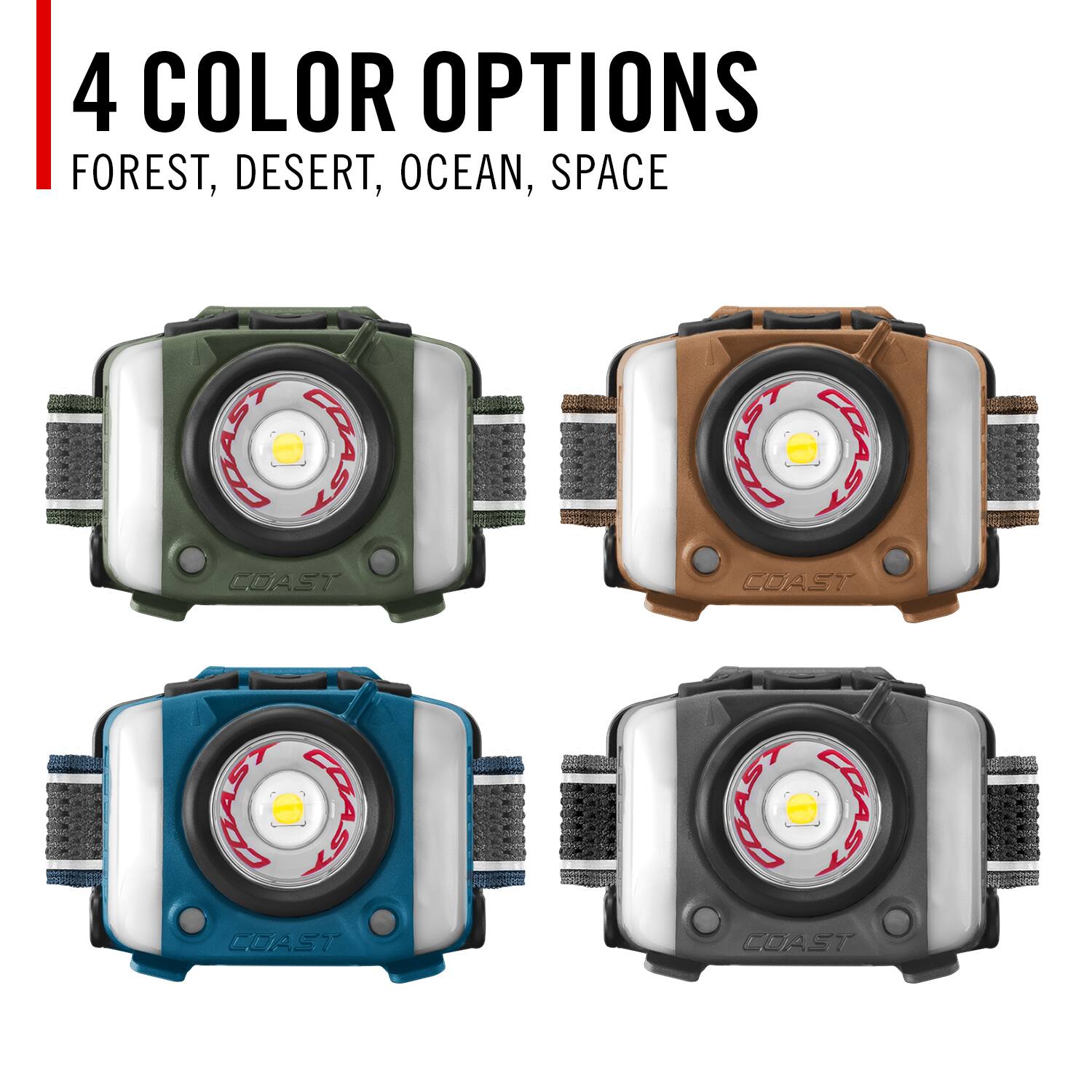 4 COLOR OPTIONS  
FOREST, DESERT, OCEAN, SPACE