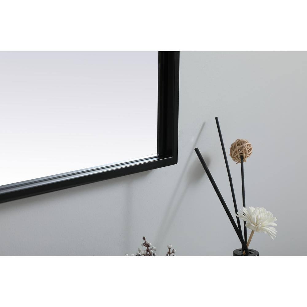 Back. Elegant Decor - Metal Frame Arch Mirror 30x30 Inch in Black - Black.