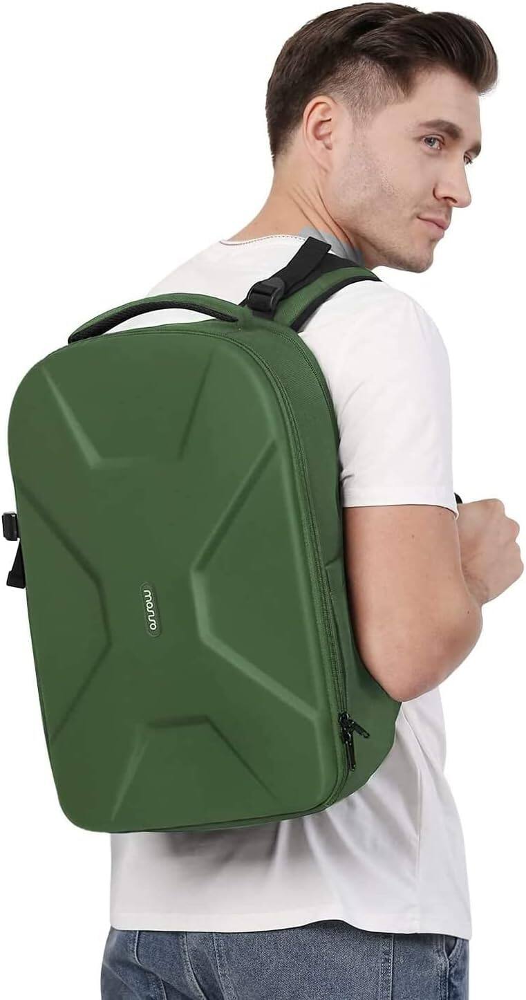 Alt View 2. mosiso - Camera Backpack 15-16 inch Waterproof Hardshell Camera Bag with Tripod Holder&Laptop Compartment - Army Green.