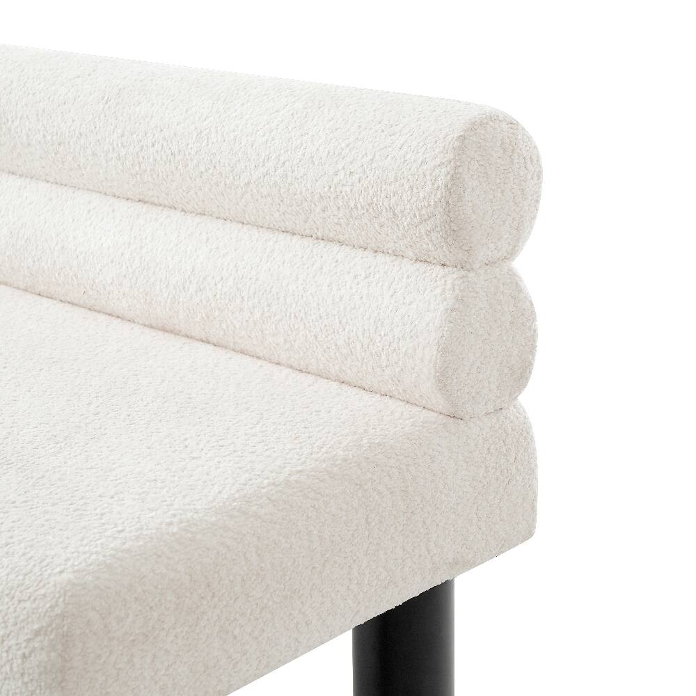Alt View 7. Ropilly - Ropilly Beige Upholstered Dining Bench with Backrest, Fabric End of Bed Entryway Ottoman, Rubber Wood Legs - Beige.