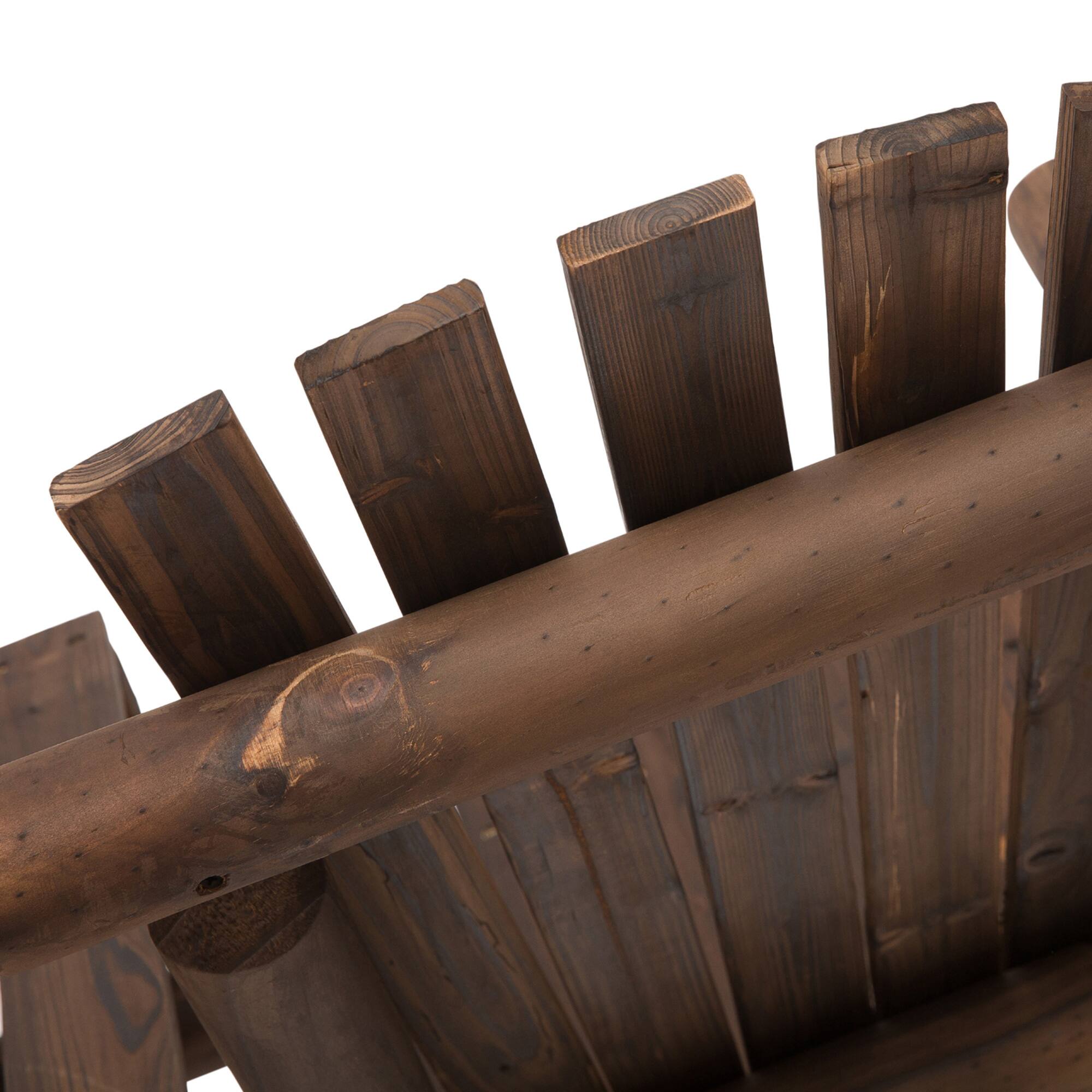 Alt View 7. Outsunny - 2-Seat Wooden Adirondack Chair, Patio Bench with Table, Outdoor Loveseat Fire Pit Chair for Porch, Backyard, Deck - Carbonized.