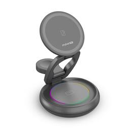 Mybat Pro - 3-in-1 FoldMate Stack Wireless Charging Dock - Black - Black