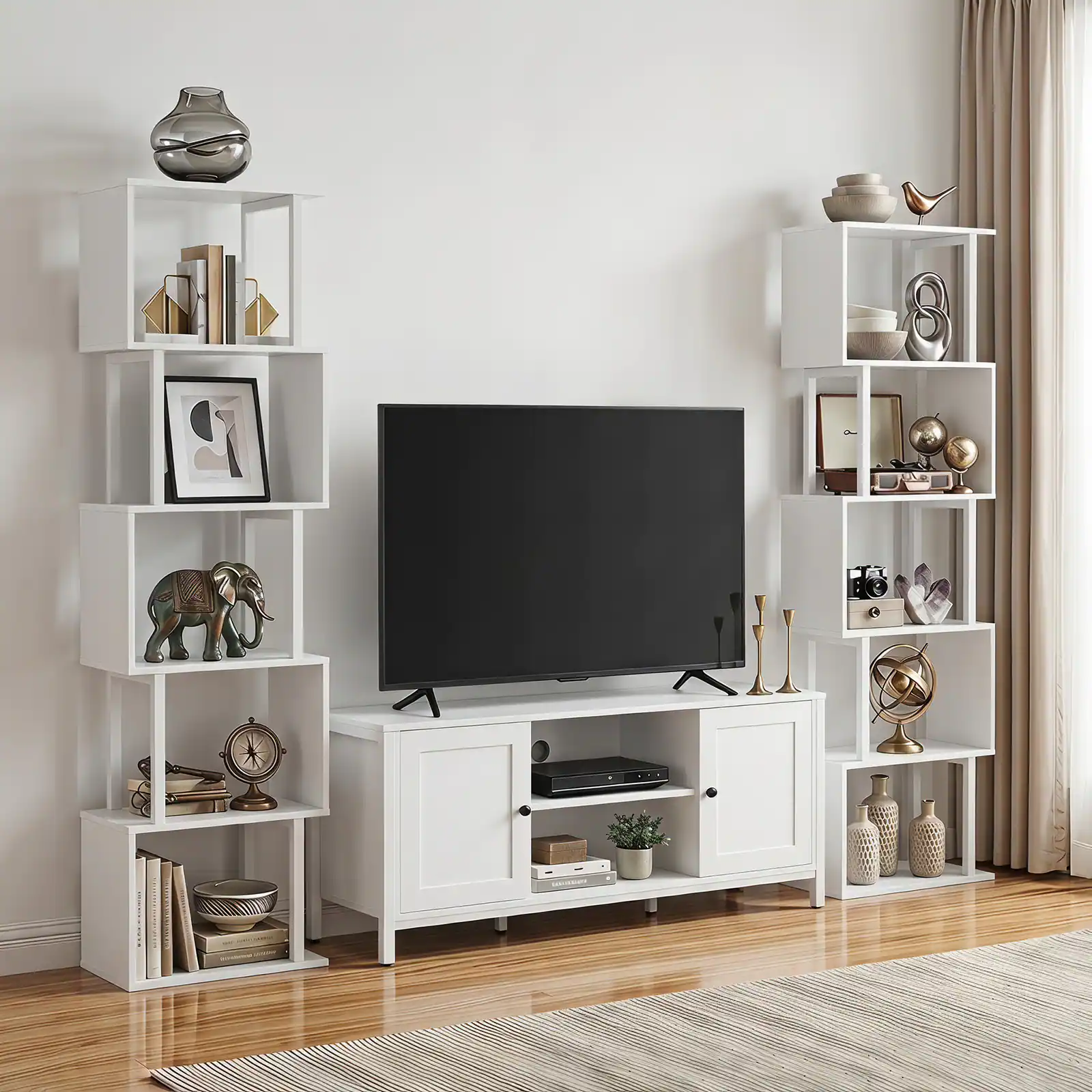 Costway 1 PCS 5 Tier S Shaped Bookshelf with Anti tipping Kits, Floor ...