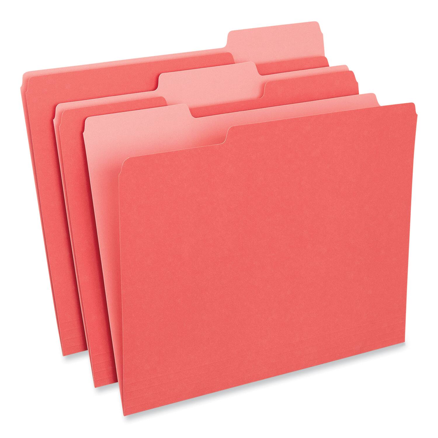 Angle. Universal - Interior File Folders, 1/3-Cut Tabs: Assorted, Letter Size, 11-pt Stock, Red, 100/Box.