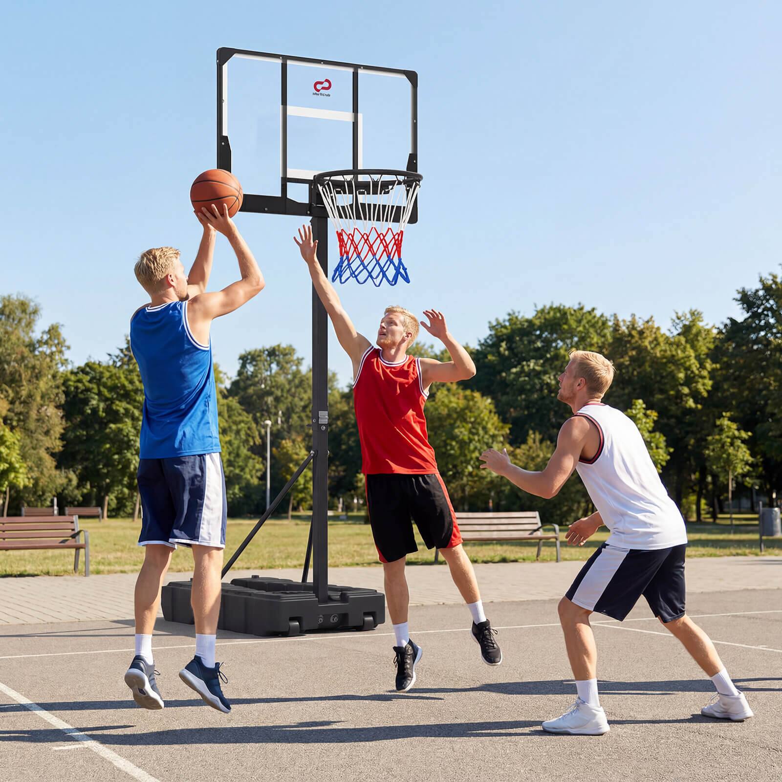 Alt View 3. Costway - Costway 10 FT Foldable Basketball Hoop with Fillable Base, Wheels & Shatterproof Backboard - Black.