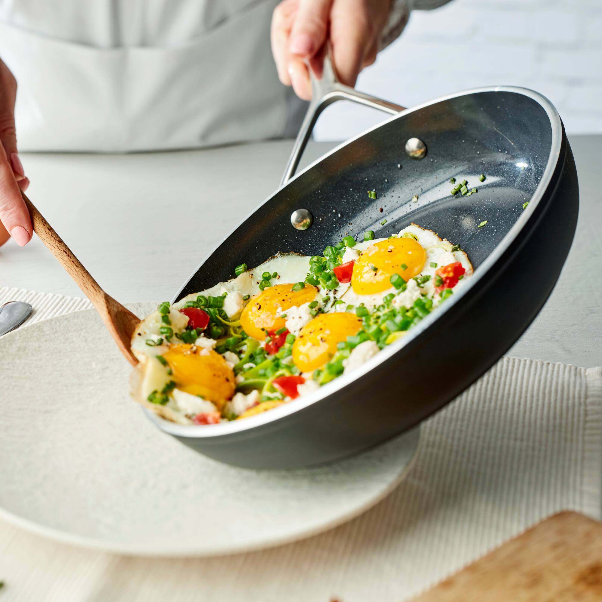 Alt View 3. Demeyere - Demeyere AluPro Ceramic 10-inch Aluminum Nonstick Fry Pan - Black.