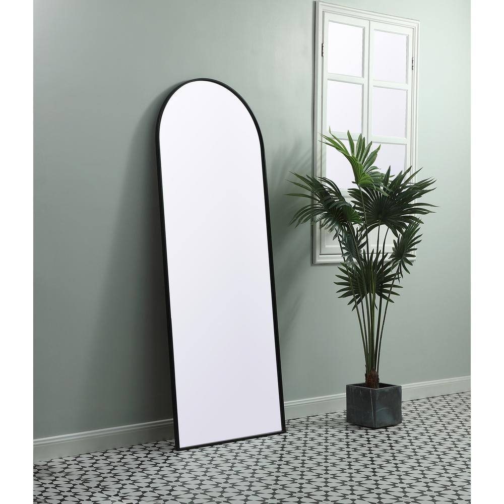 Alt View 3. Elegant Decor - Metal Frame Arch Full Length Mirror 28x74 Inch in Black - Black.
