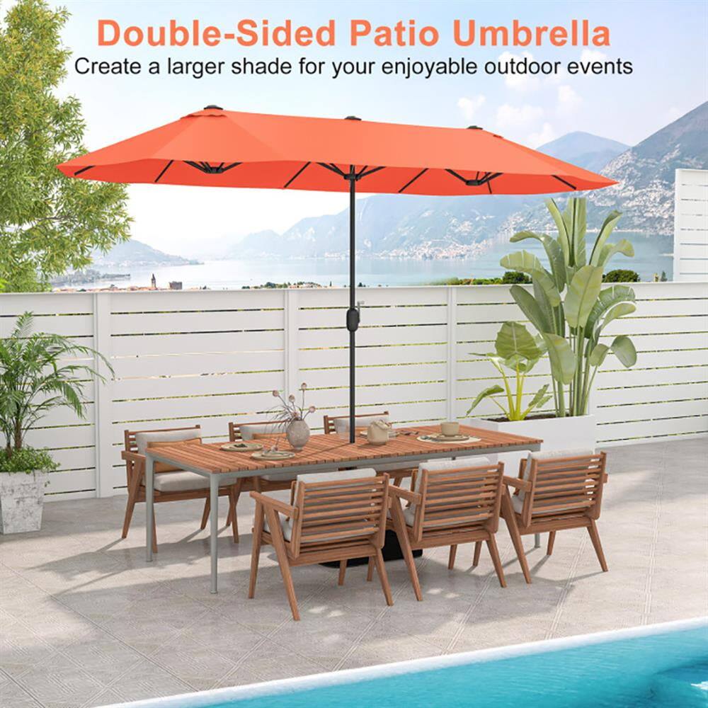 Double-Sided Patio Umbrella  
Create a larger shade for your enjoyable outdoor events
