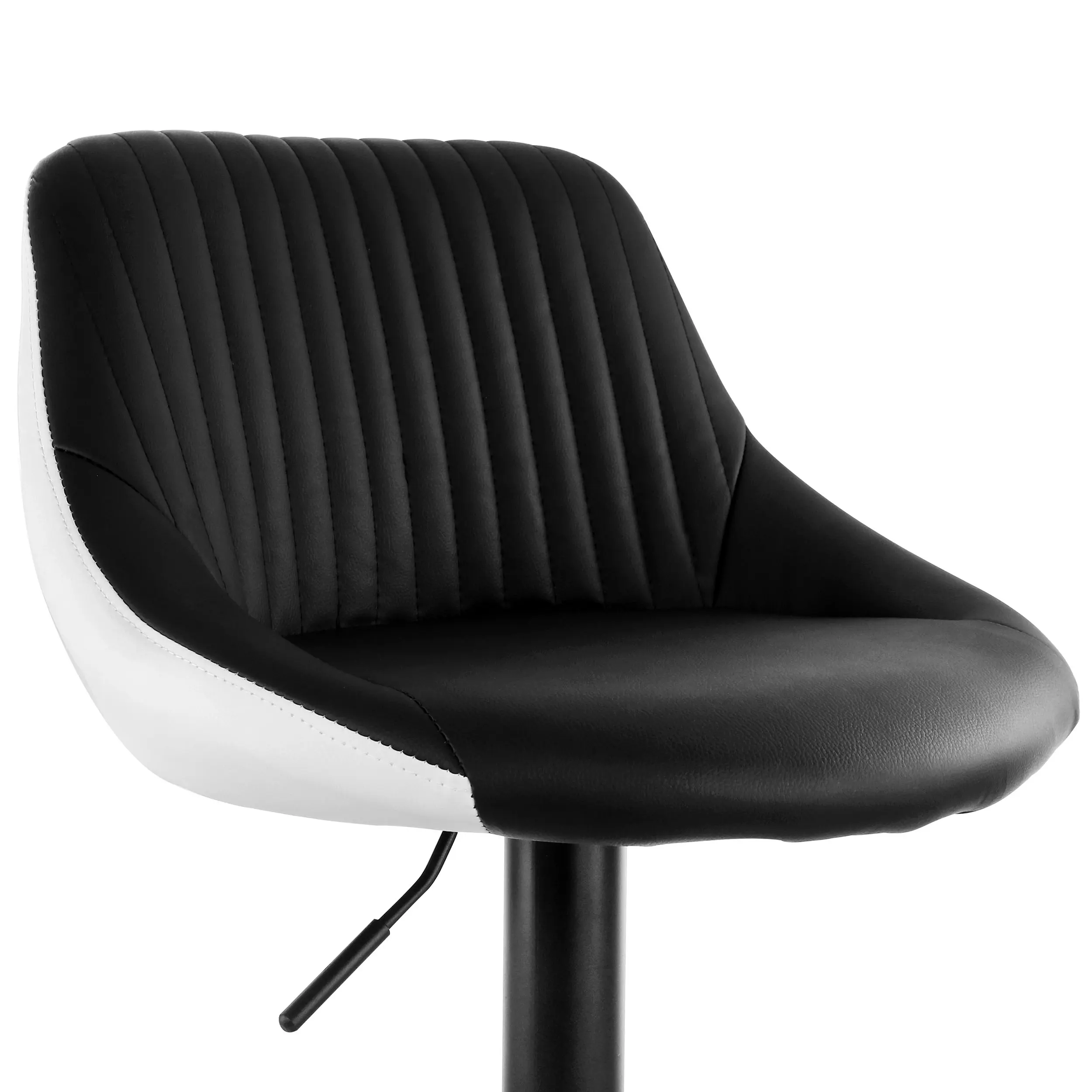 Alt View 4. Elama - Elama 2 Piece Faux Leather Adjustable Bar Stool in Black and White with Black Base - Black and White.