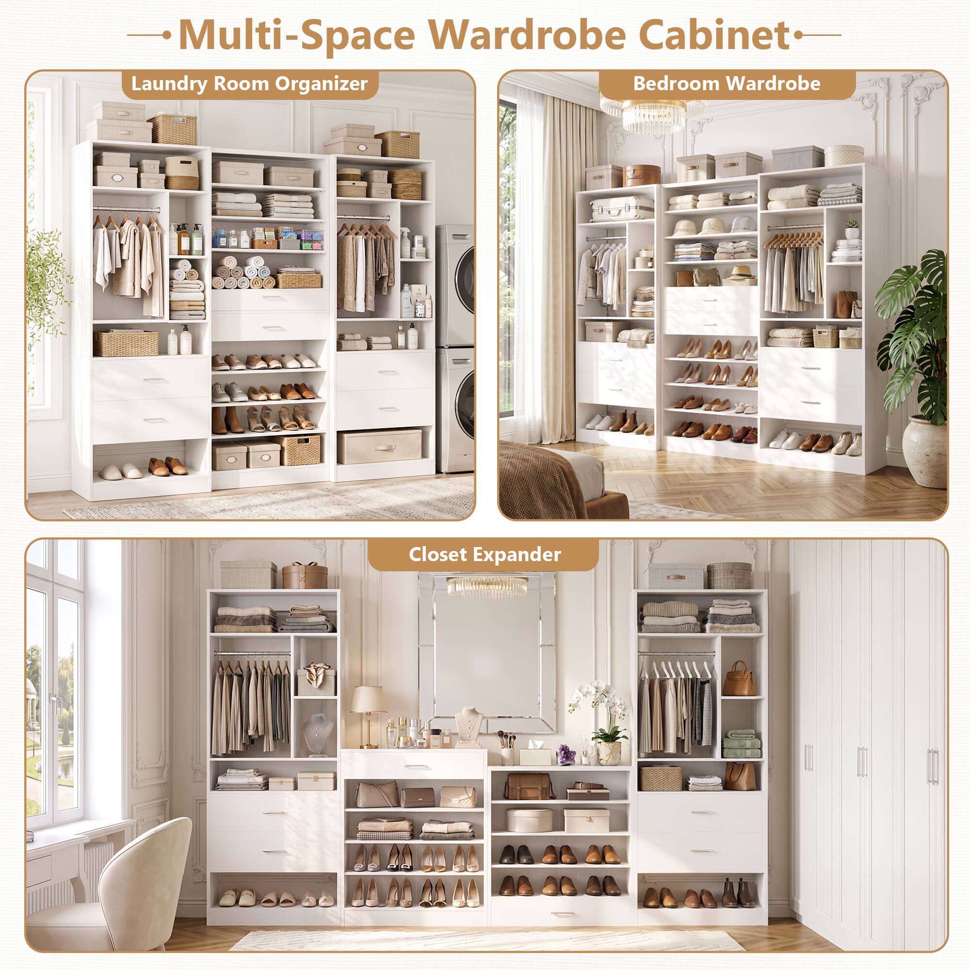 Multi-Space Wardrobe Cabinet

Laundry Room Organizer

Bedroom Wardrobe

Closet Expander