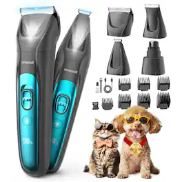 Oneisall - 4-in-1 Wireless Pet Clipper 2000mAh with Clipper,Paw Trimmer,Nail Grinder & LED Light For Full Body