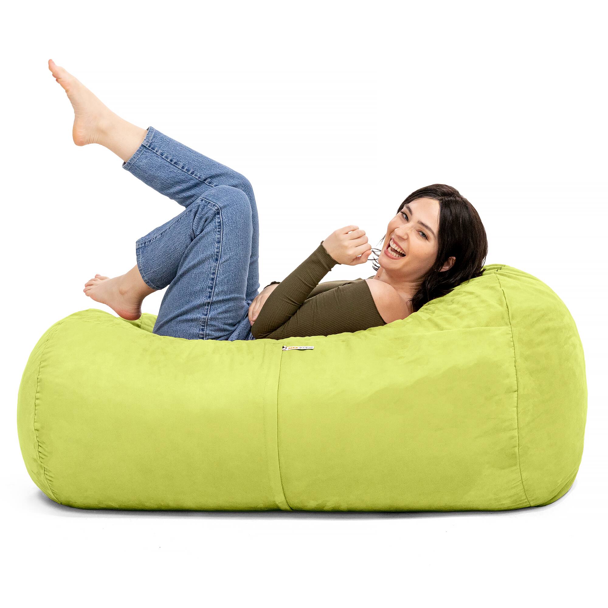 Angle. Jaxx - Jaxx Sofa Saxx 4-foot Bean Bag Lounger, Lime - Green.