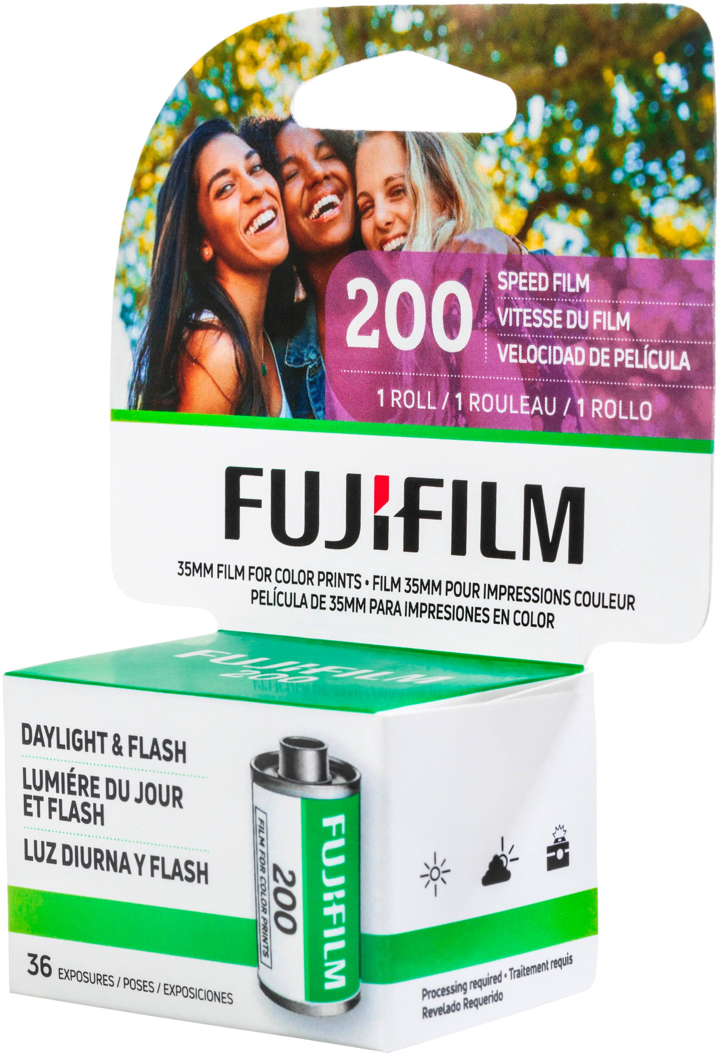 SPEED FILM 200 VELOCIDAD VITESSE DU FILM DE PELCULA 1 ROLL/ 1 ROULEAU/ 1 ROLLO FUJIFILM 35MM FILM FOR COLOR PRINTS FILM 35MM POUR PELCULA DE 35MM IMPRESSIONS COULEUR PARA IMPRESIONES EN COLOR FUJIFILM DAYLIGHT & FLASH LUMIRE DU JOUR ET FLASH FILM LUZ DIURNA Y FOR FLASH COLOR 200 FUJIFILM PRINTS 36 Traitement requis EXPOSURES i POSES required I Processing EXPOSICIONES Requerido Revelado