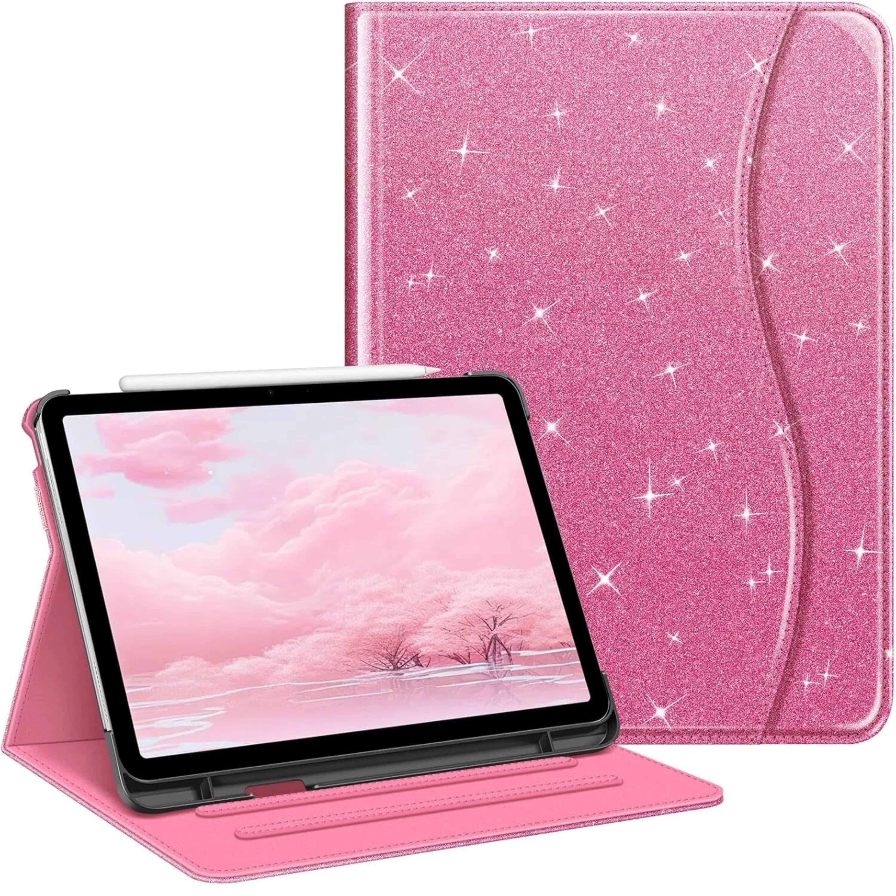 Front. Kitcheniva - iPad Air 11 Inch M3 2025 Multi Angle Viewing Case For Air 5th 4th 10.9 Inch Glittering Pink - Glittering Pink.