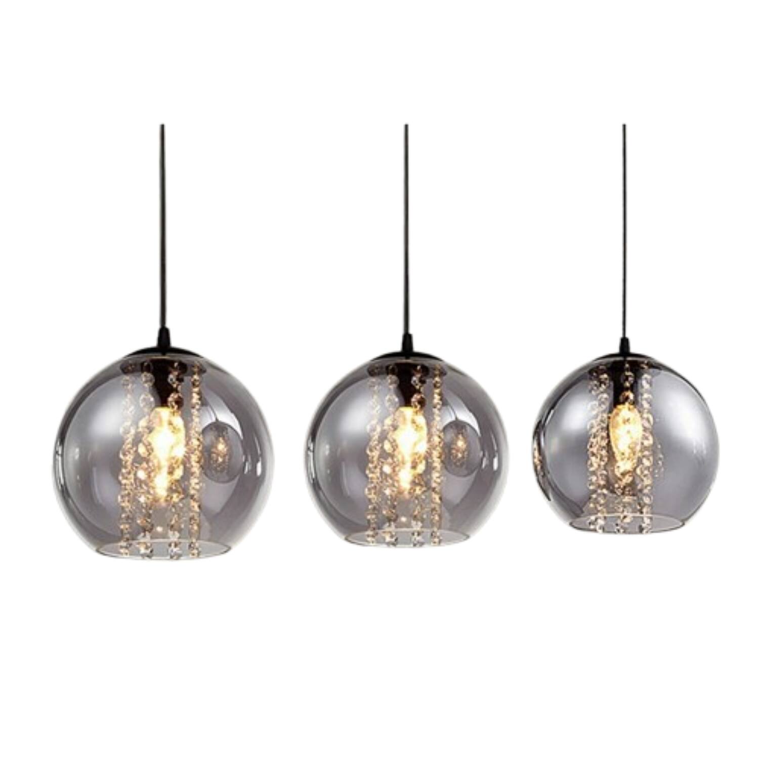 Home Collection - 3-Light European Crystal Bead Chandelier Modern Ceiling Fixture with 80cm Adjustable Chain