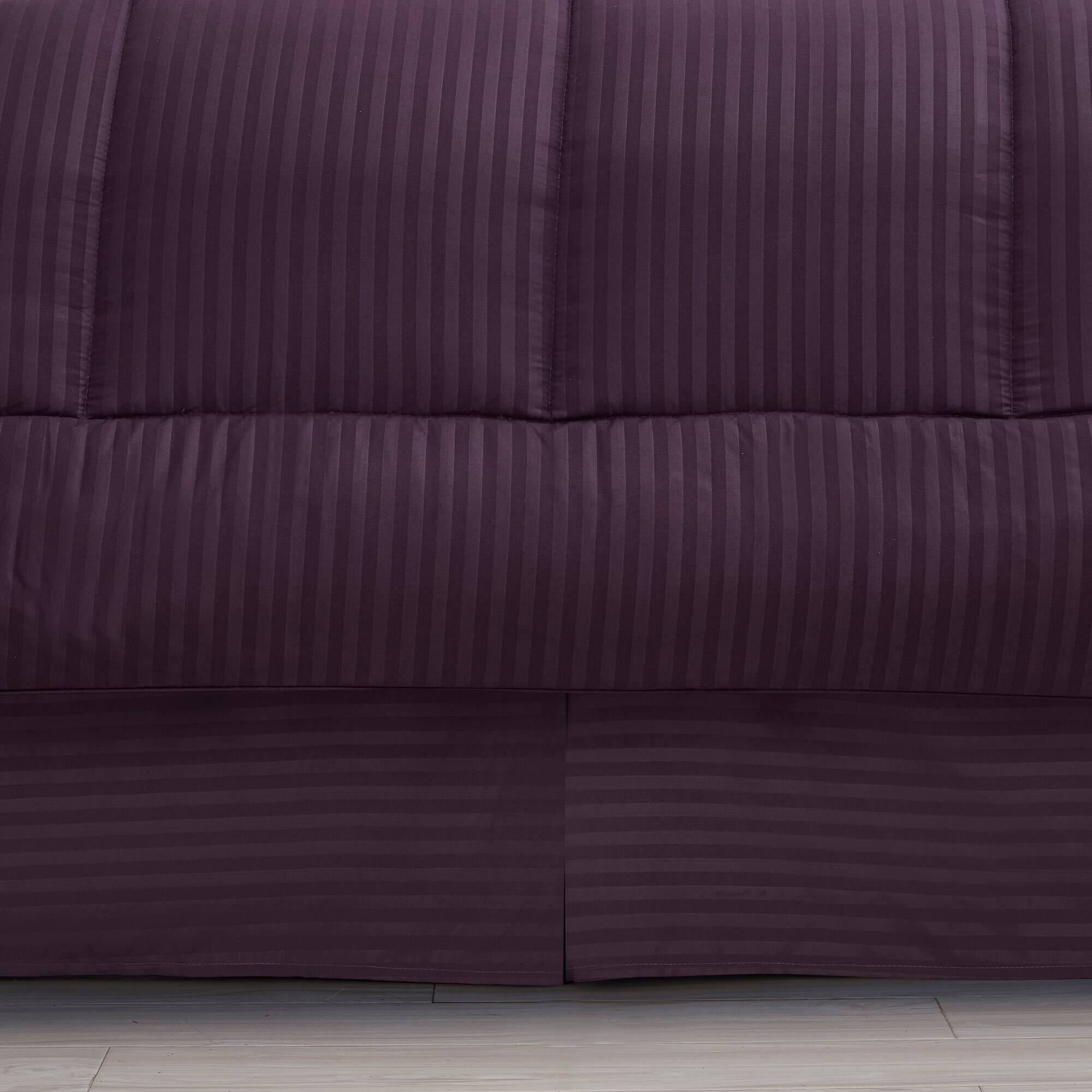Alt View 1. Sweet Home Collection - 8 Piece Embossed Dobby Stripe Bed in a Bag All Season Complete Set with Sheets - Queen - Purple.