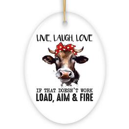 OrnamentallyYou - Funny Country Style Armed Cow Quote Ornament Heifer and Guns - Multi-colored