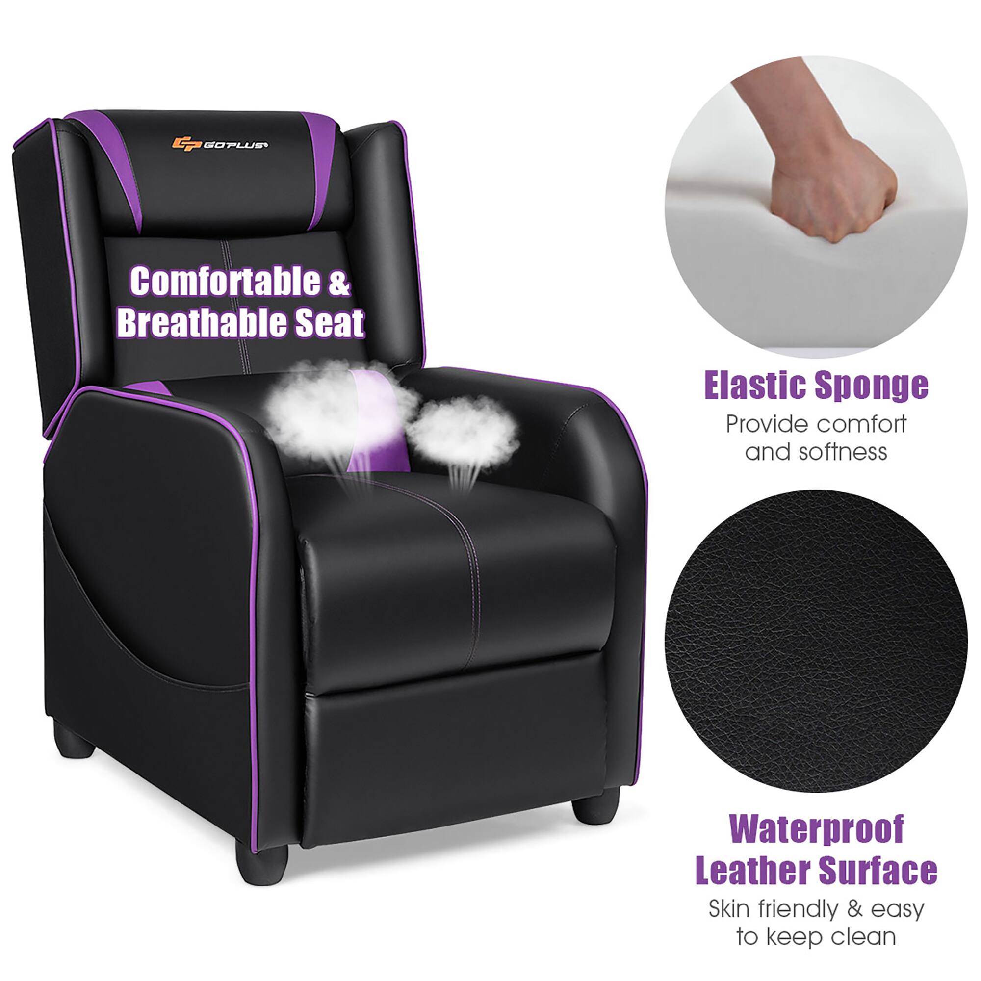 Comfortable & Breathable Seat: Provide comfort and softness.
Elastic Sponge: Provide comfort and softness.
Waterproof Leather Surface: Skin friendly & easy to keep clean.