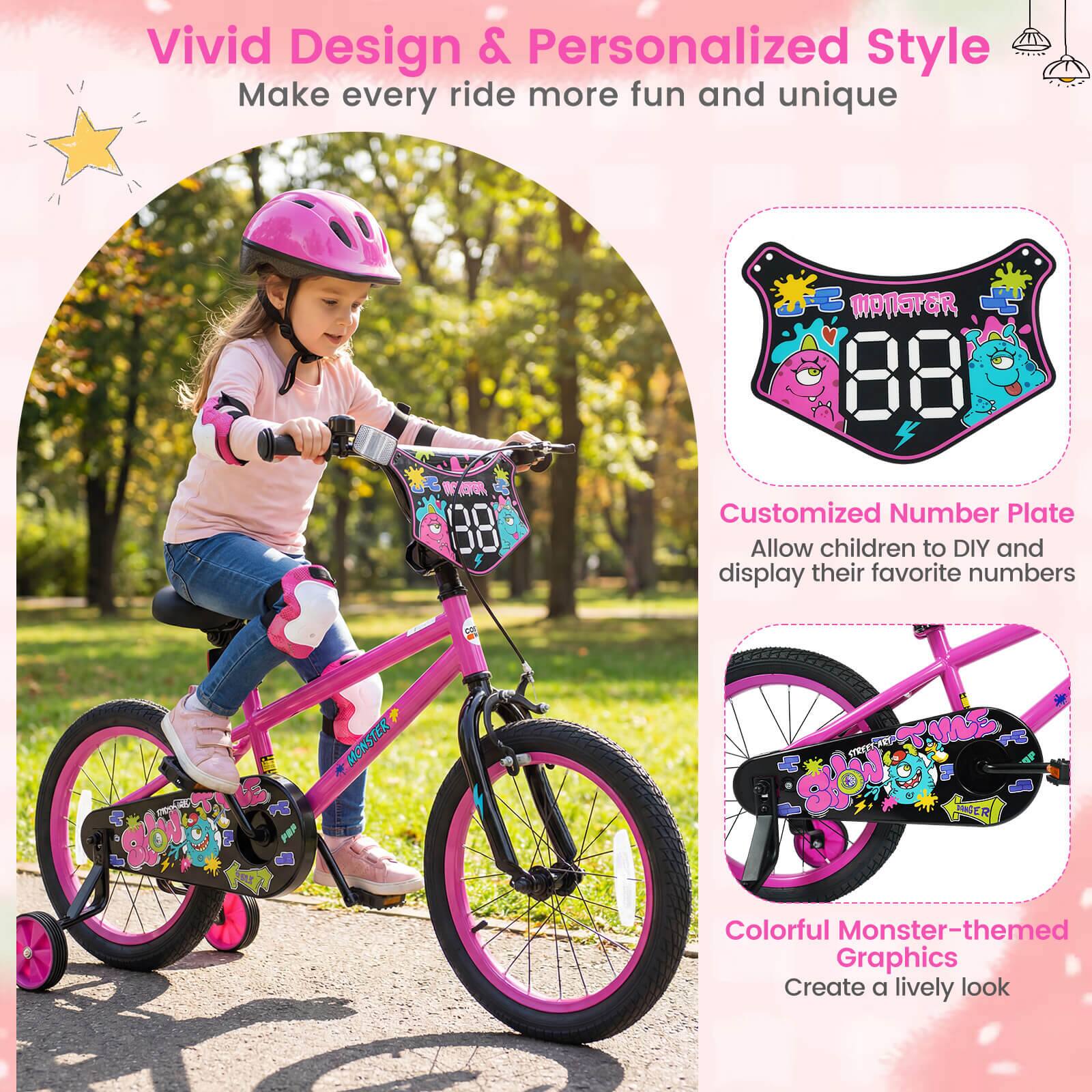 Vivid Design & Personalized Style  
Make every ride more fun and unique  

Customized Number Plate  
Allow children to DIY and display their favorite numbers  

Colorful Monster-themed Graphics  
Create a lively look