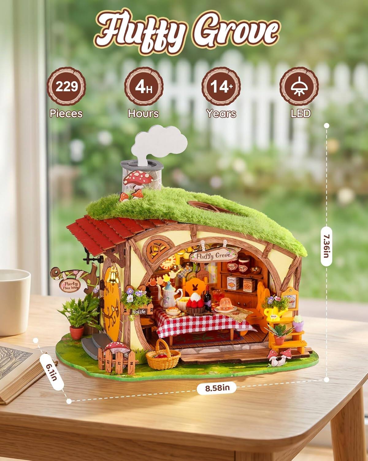 Fluffy Grove  
229 Pieces  
4 Hours  
14+ Years  
LED  

Fluffy Grove  
7.36in  
6.1in  
8.58in