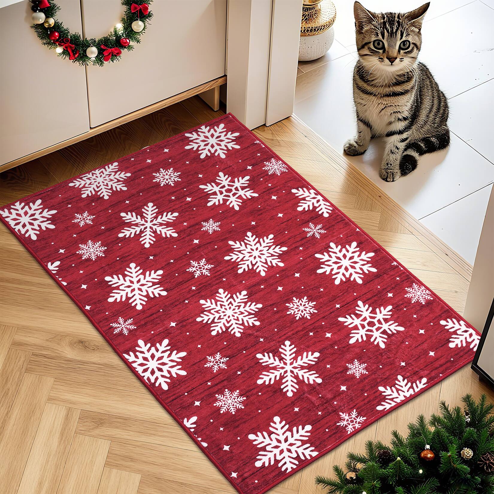 GARVEE Christmas Snowflake Washable Area Rug Non Slip Soft Living Room ...