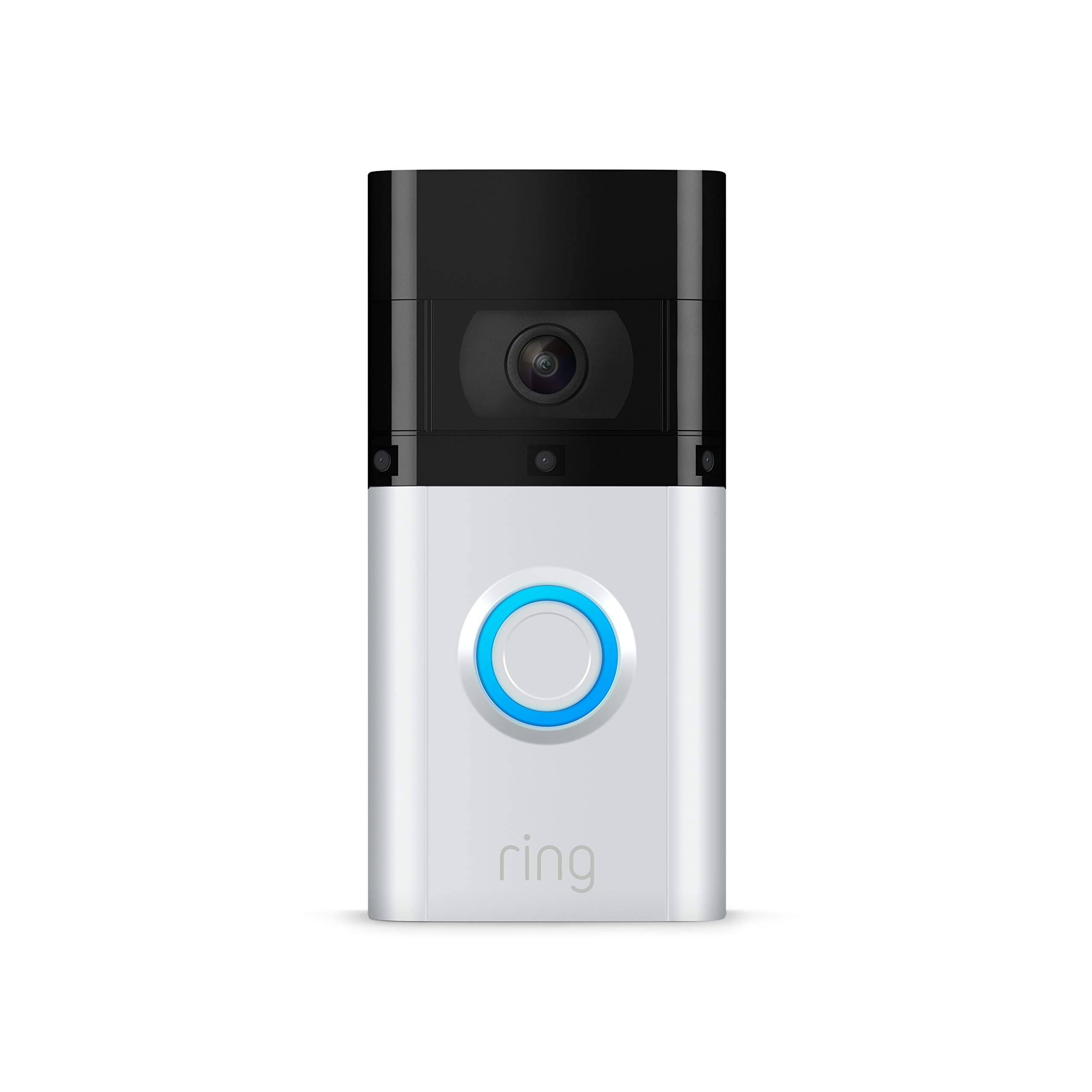 Angle. Ring - Ring Video Doorbell 3 Plus with Pre-Roll Video - Satin Nickel / White.