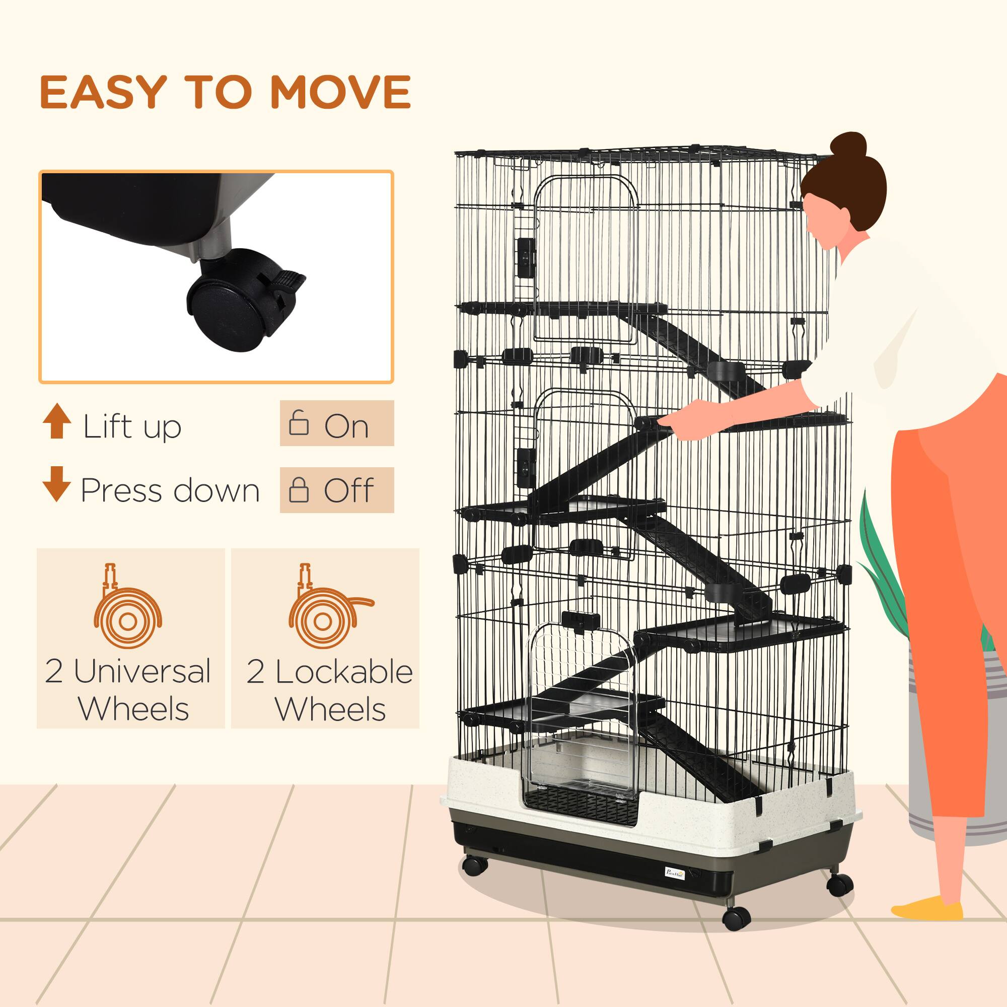 EASY TO MOVE

Lift up  
Press down

On  
Off

2 Universal Wheels  
2 Lockable Wheels