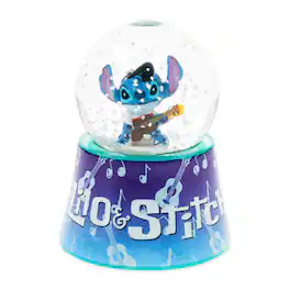 Silver Buffalo - Disney Lilo & Stitch Elvis Stitch 3-Inch Mini Light-Up Snow Globe - Blue