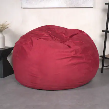 Front. GOODSILO - Spacious High-Density Shredded Foam Bean Bag Chair with Removable Soft Cover for Ultimate Relaxation - Red.