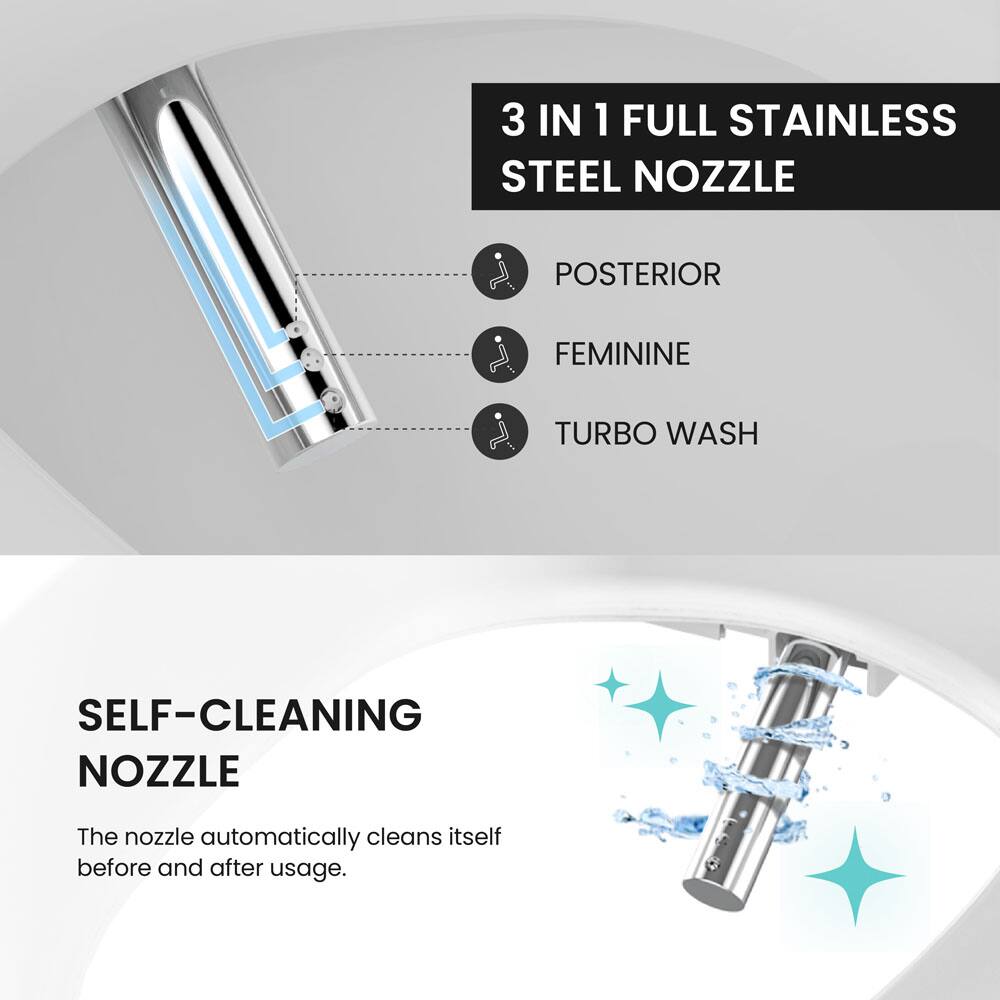 3 IN 1 FULL STAINLESS STEEL NOZZLE

- POSTERIOR
- FEMININE
- TURBO WASH

SELF-CLEANING NOZZLE

The nozzle automatically cleans itself before and after usage.