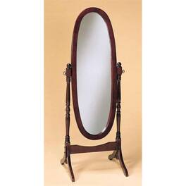 Hivvago - Oval Cheval Mirror Full Length Solid Wood Floor Mirror - Cherry