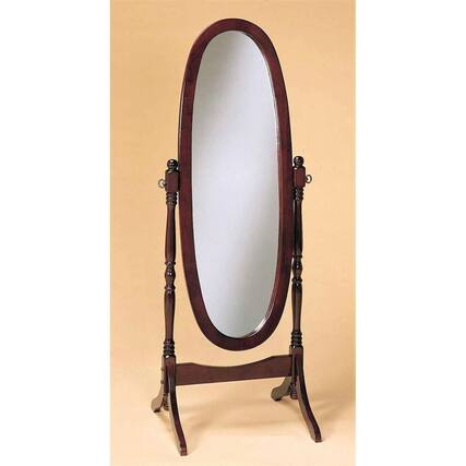 Front. Hivvago - Hivvago Oval Cheval Mirror Full Length Solid Wood Floor Mirror in Cherry - Cherry.