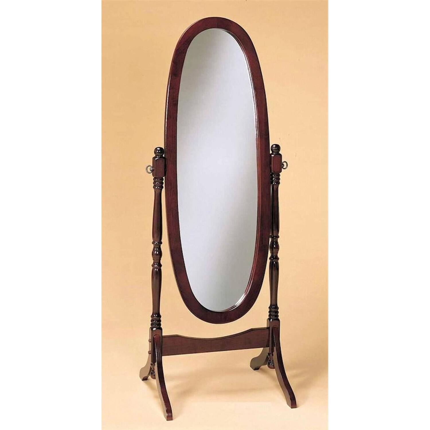 Front. Hivvago - Hivvago Oval Cheval Mirror Full Length Solid Wood Floor Mirror in Cherry - Cherry.