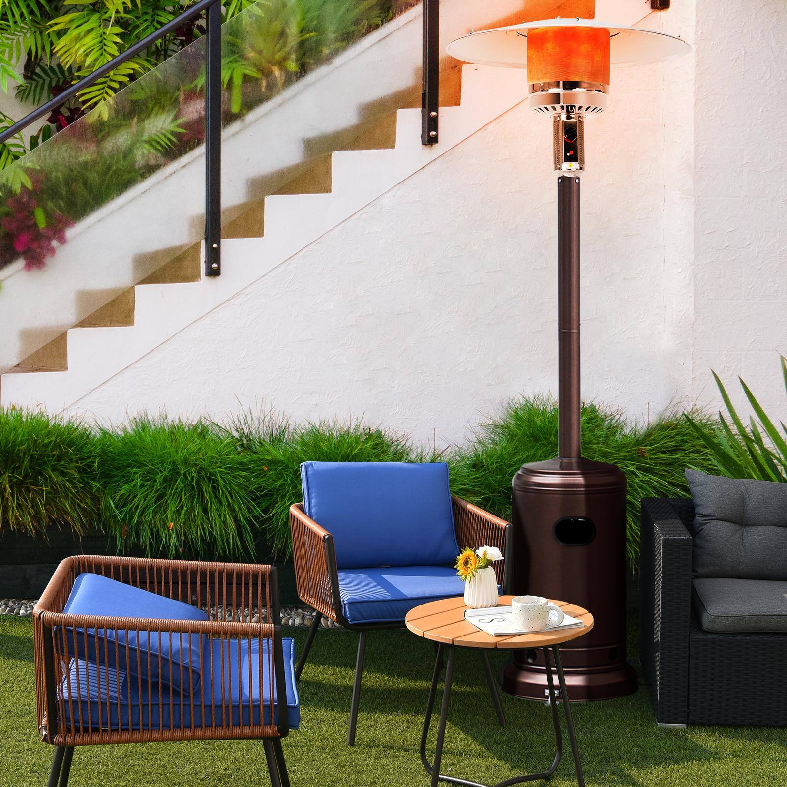 Alt View 3. Costway - Costway 48000 BTU Propane Patio Heater Standing Steel W/ Wheels - Brown.