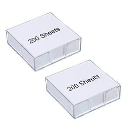 Unique Bargains - 3x3 Inch 2pcs Sticky Note Holder with 200 Sheets Self-Stick Memo Pad Dispenser Office Desk Organizer for Home Office - White