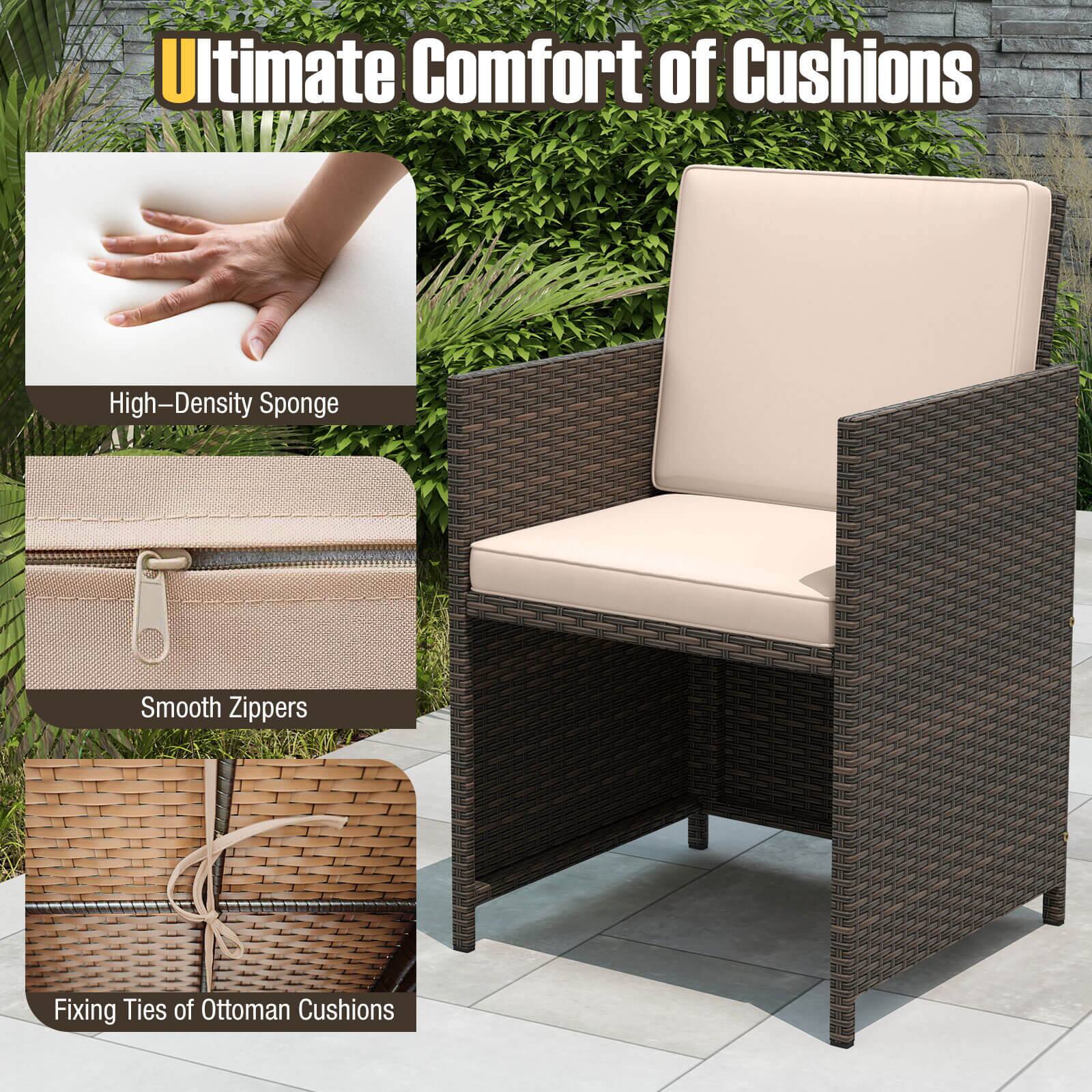 Ultimate Comfort of Cushions
High-Density Sponge
Smooth Zippers
Fixing Ties of Ottoman Cushions