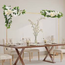 VEVOR - Over the Table Rod Stand with Clamps, Adjustable 28"-98" Length & 13"-42" Height, Table Arch Stand with Floral - Gold