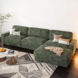 Vipbear - 120" Modular Sectional Sofa, Cloud Sectional Couch with Deep Seat, Modern Modular L-Shape Sofa Couch with Chaise - Green