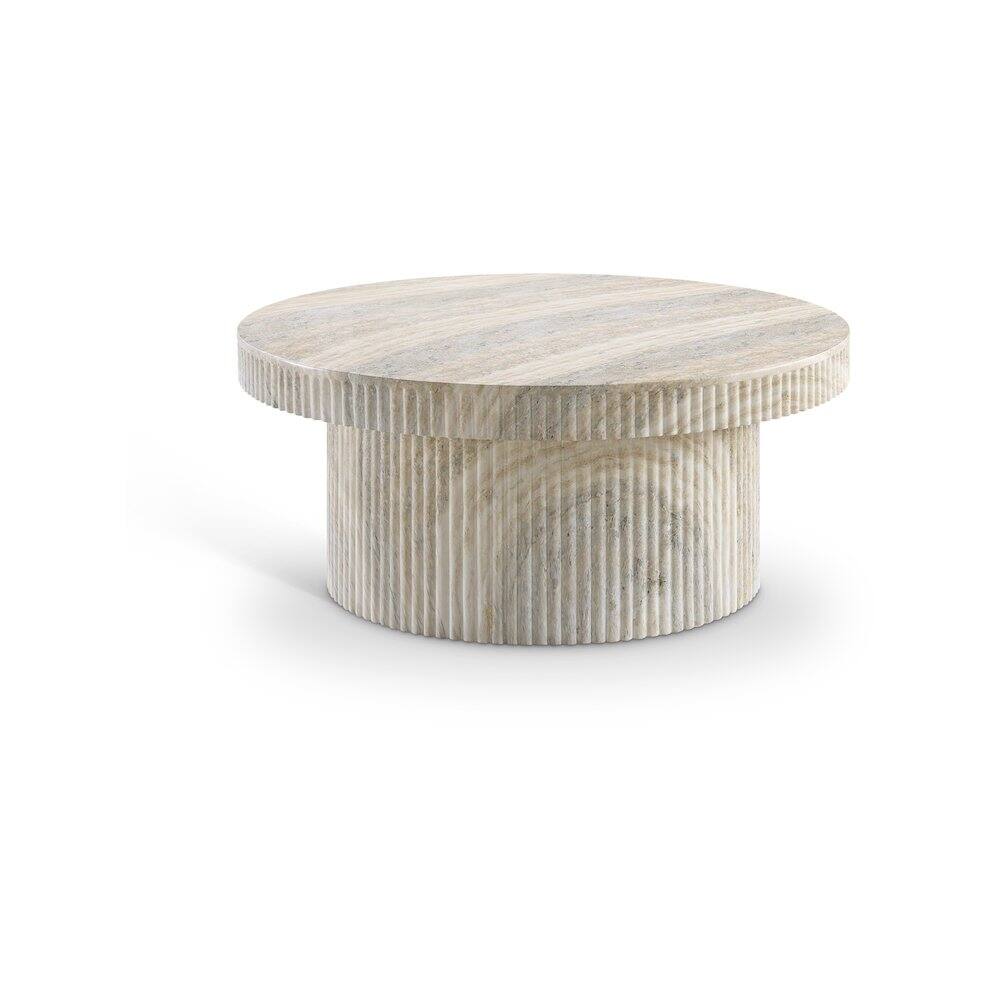 Front. Meridian Furniture - Legatto Travertine Travertine Finish Concrete Coffee Table - Grey.