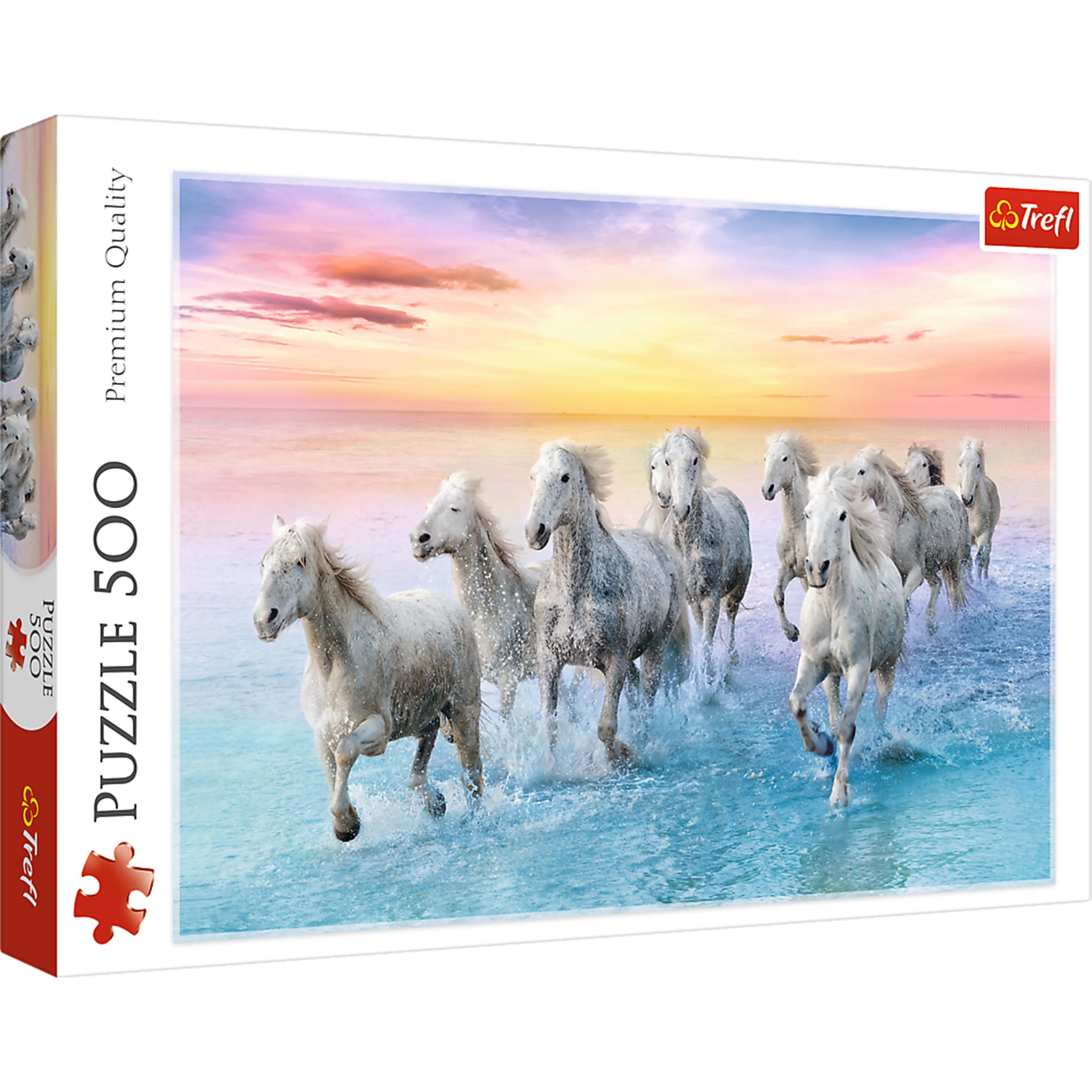 Trefl - Red 500 Piece Puzzle - Galloping white horses