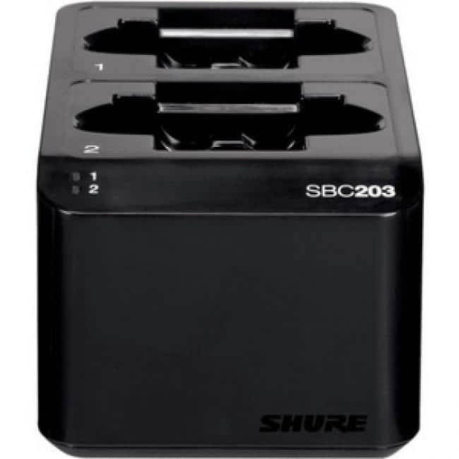 Shure - SBC203 Dual Docking Recharging Station for SB903 Lithium-Ion Battery - Docking - Battery, Transmitter - Charging